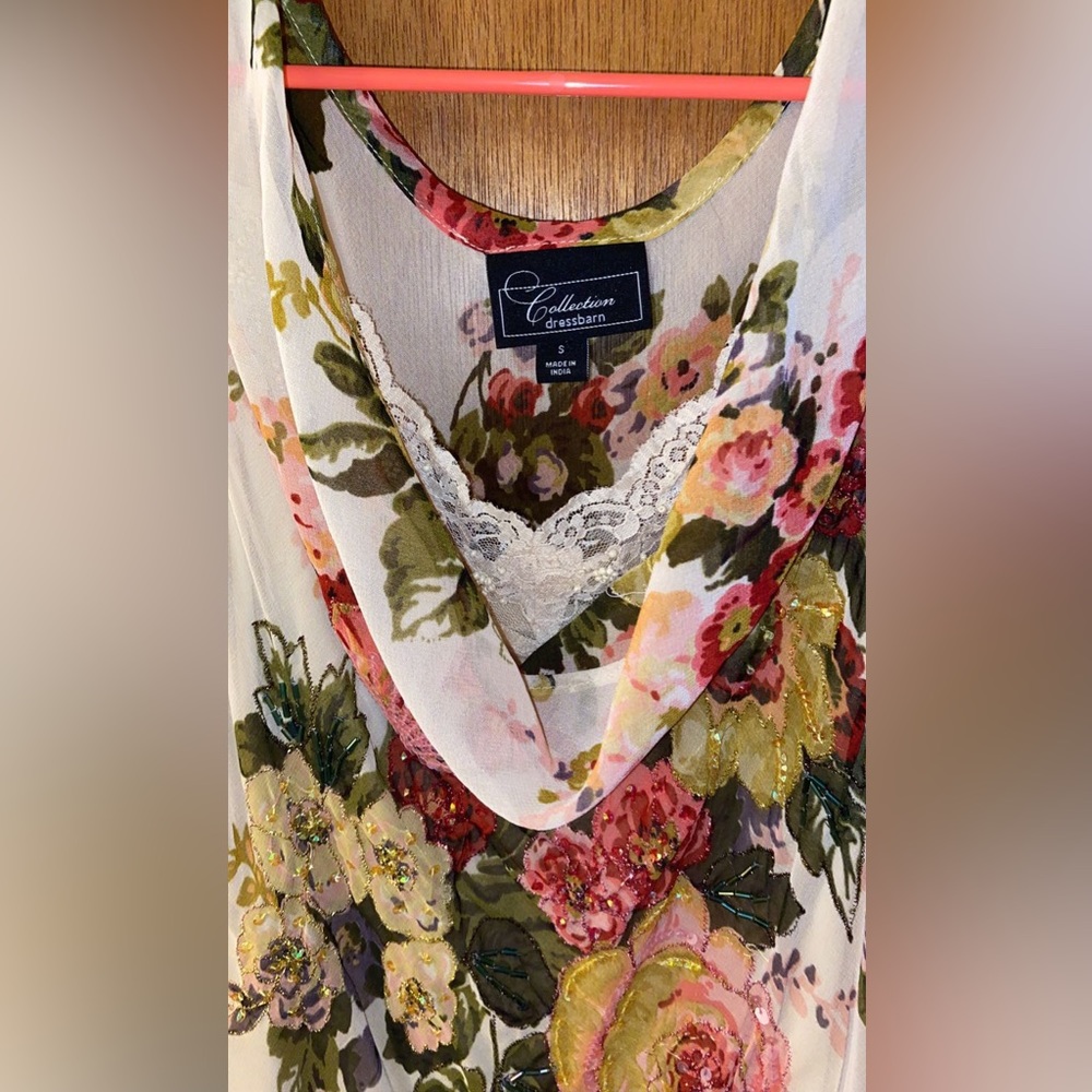 Dress Barn White Floral Cowl Neck Sundress - Picture 3 of 5